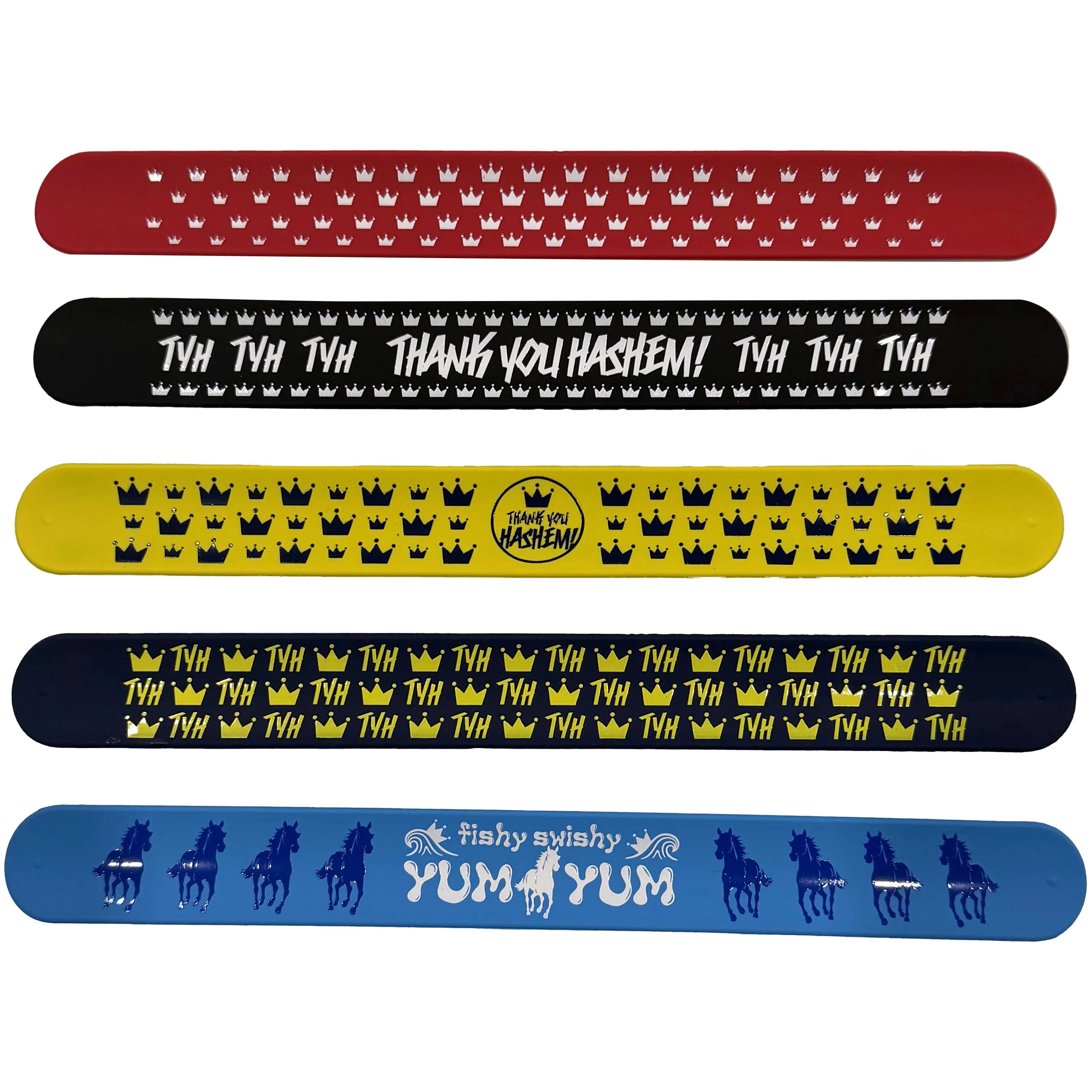Silicone Rubbber Slap Bracelets - Pack of 5 Bracelets